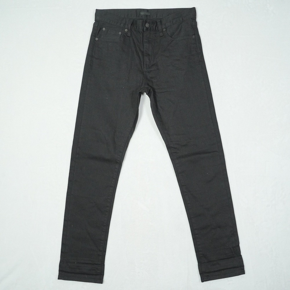 Uniqlo Jeans Mens Black Slim Straight Selvedge Denim Middle Rise 30x32